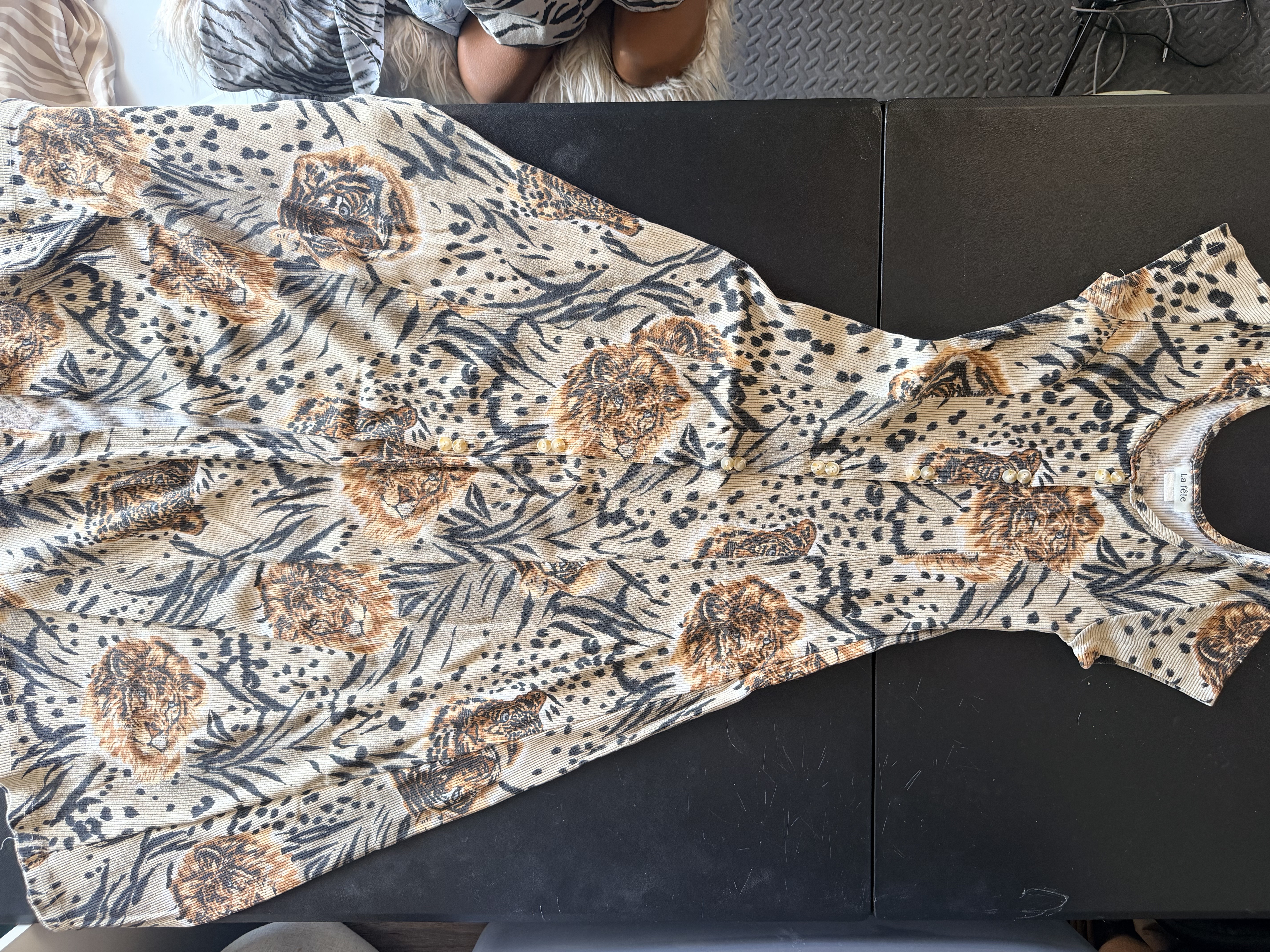 LA FÊTE Tiger & Leopard Print Ribbed Knit Dress