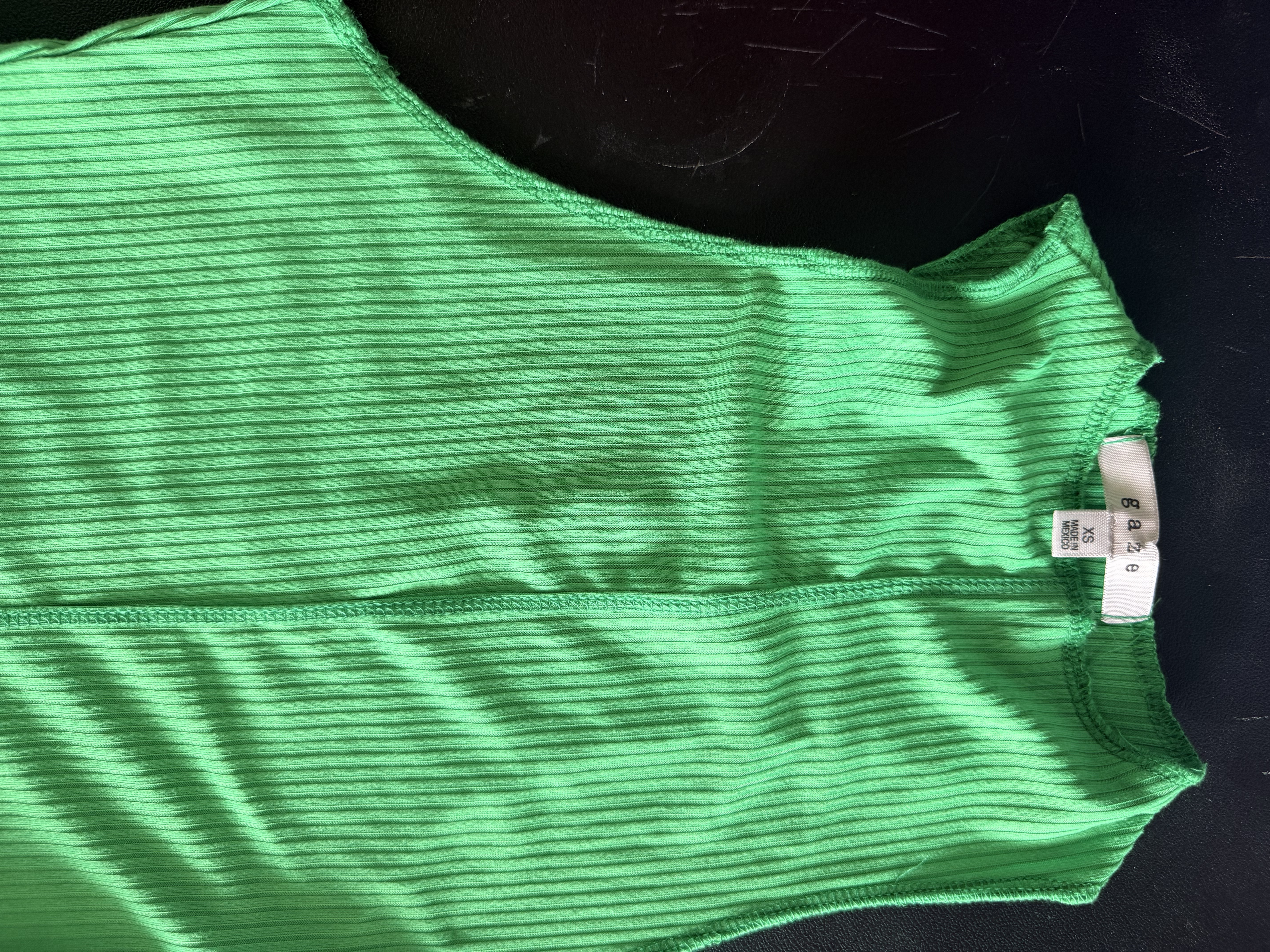 Garage Green Ribbed High Neck Sleeveless Bodysuit